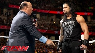 Paul Heyman reminds Roman Reigns whats really at stake at WWE Fastlane Raw February 15 2016 [upl. by Nywled]