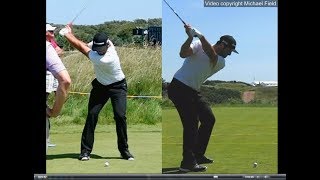 Jon Rahm golf swing  Long Iron faceon amp downtheline July 2017 [upl. by Atiral106]