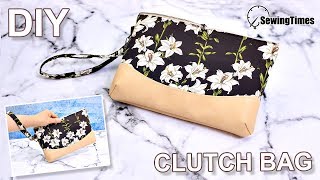 DIY CLUTCH PURSE BAG amp WRISTLET  Zipper Pouch Tutorial and Pattern sewingtimes [upl. by Oiziruam730]