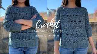 Crochet Bead Stitch Sweater Pattern Learn to Crochet a Simple Sweater [upl. by Eirhtug]