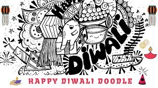 Doodle Art  Happy Diwali Doodle art  Doodles by Vinnies Doodle World [upl. by Efar]