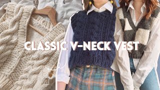 Knit a Classic VNeck Vest  StepbyStep DIY Knitting Pattern [upl. by Benedic]