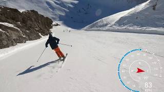 The Sarenne Alpe d’Huez 2019 in 4k skiing over 100 KPH longest black run in Europe [upl. by Ayokal]