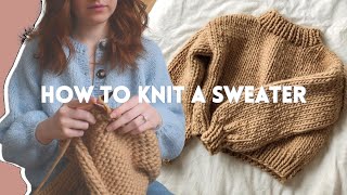 How To Knit a Chunky Sweater  Beginner Friendly Step by Step DIY Tutorial [upl. by Anaujat82]