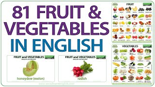 Fruit and Vegetables in English  Learn names of fruit and vegetables  English vocabulary lesson [upl. by Asilet]