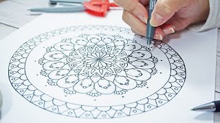 Easy Beginners Mandala Drawing Tutorial  StepbyStep [upl. by Boothe]