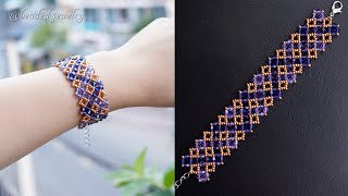 DIY sapphire bracelet with swarovski bicone beads and seed beads Beading tutorial [upl. by Danila245]