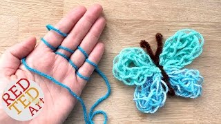 Easy Finger Knitting How To  DIY Yarn Butterfly [upl. by Moriarty890]