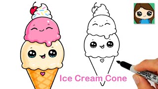 How to Draw an Ice Cream Cone Easy 🍦 [upl. by Willock643]