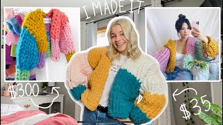 how i hand knit the colorful chunky sweater from instagram  diy colossal cardigan [upl. by Anitreb]