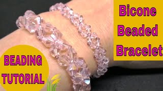 Bracelet Tutorial with Bicone Beads newBeadingTechnique [upl. by Nylrebmik]