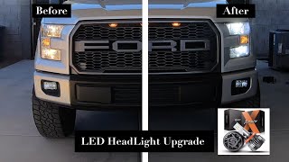 2016 Ford F150 LED HeadLight Bulb Conversion Before amp After [upl. by Einaled575]