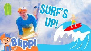 Blippi Learns How To Surf  Waterpark For Kids  Kids TV Show  Educational Videos for Kids [upl. by Gianni]