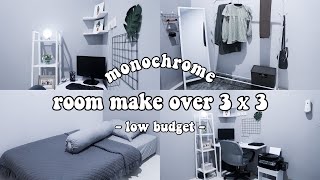 MAKEOVER KAMAR 3x3 LOW BUDGET MONOCHROME  Extreme Room Makeover Indonesia [upl. by Georgie]