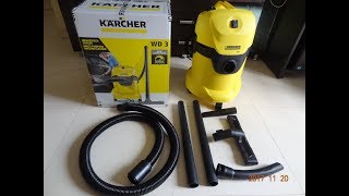 Karcher WD 3 MultiPurpose Vacuum Cleaner unboxing and demo video  Please read the description [upl. by Shandy]