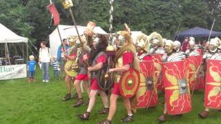 Roman Reenactment at the Amphitheatre in Caerleon Marching In [upl. by Sirromal]