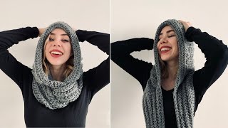 HOODED SCARF  FREE CROCHET PATTERN [upl. by Erodavlas]