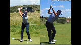 Justin Thomas golf swing  Long Iron faceon amp downtheline July 2017 [upl. by Obala]