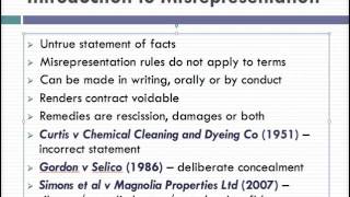 Misrepresentation Lecture 1 of 4 [upl. by Mullac]