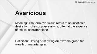 Avaricious Meaning [upl. by Lisan92]