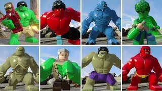 All Hulk Characters in LEGO Marvels Avengers  Transformations [upl. by Aiksa142]