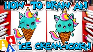 How To Draw A Unicorn Ice Cream Cone Ice Creamicorn [upl. by Eves]