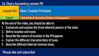 FABM2 Lesson 043  Basic Taxation Principles Tagalog [upl. by Nahk756]