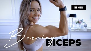 15 Minute BURNING Biceps Workout  Dumbbells  Caroline Girvan [upl. by Nylsirhc]